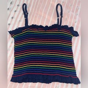 Ocean Drive Navy Multicolor Striped Top